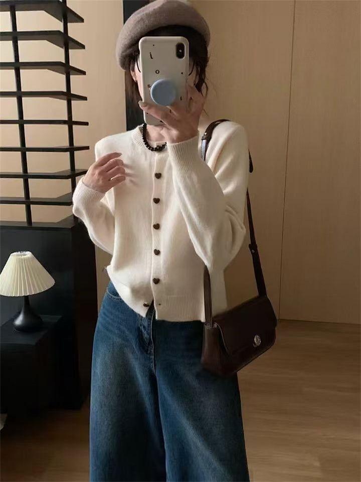 Damen weicher Strickcardigan mit Knöpfen und Rippstruktur Drune