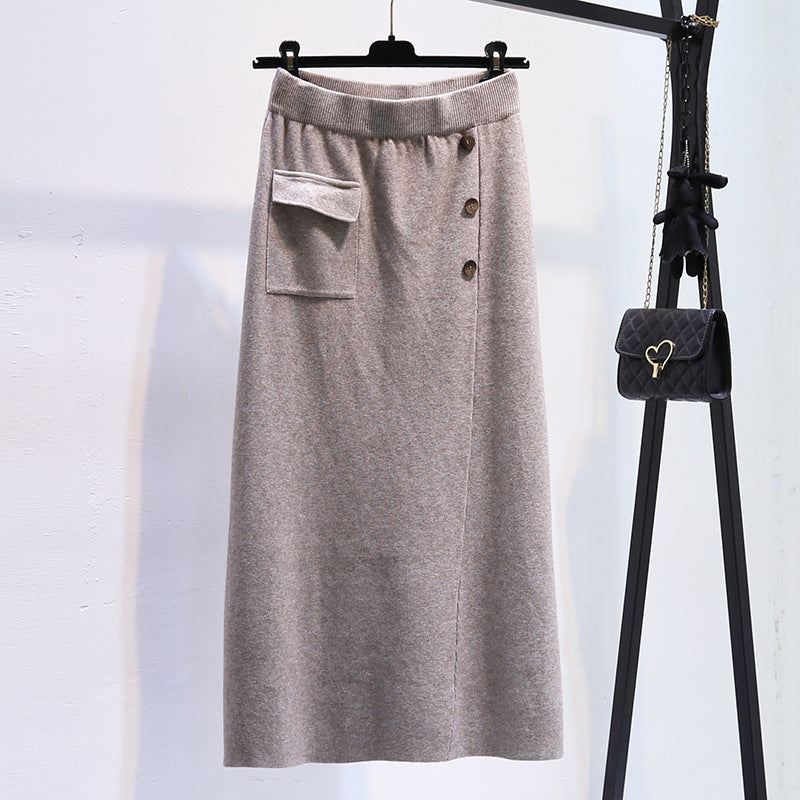 Damen Eleganter Strickrock mit praktischer Seitentasche Drune
