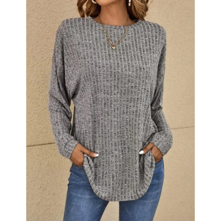 Damen Oversized Struktur-Strickpullover mit Rundhals und Eingrifftaschen Drune