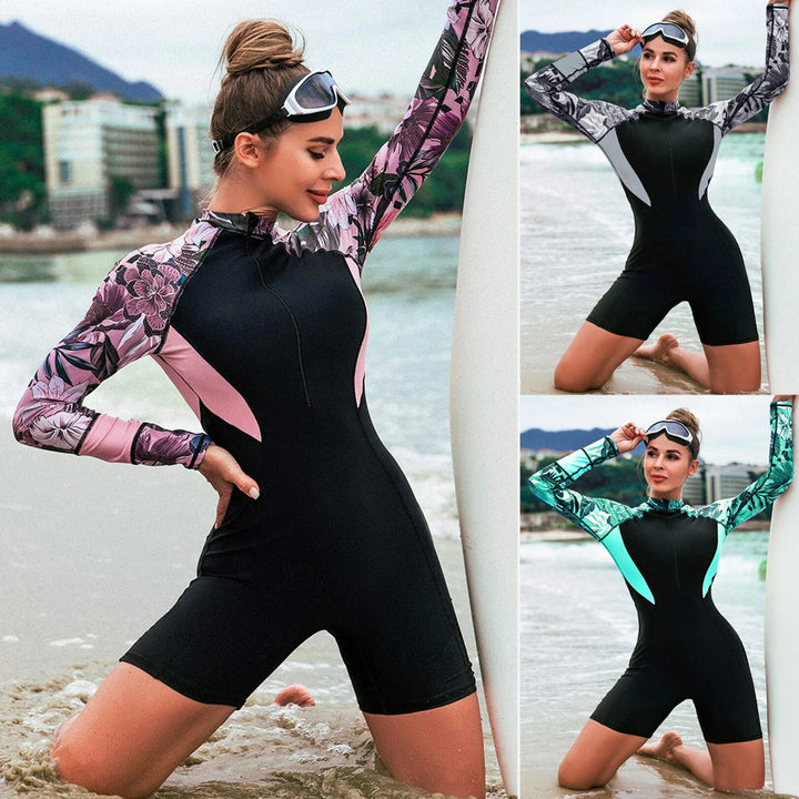 Damen Surfanzug mit langem Arm und floralem Design Drune