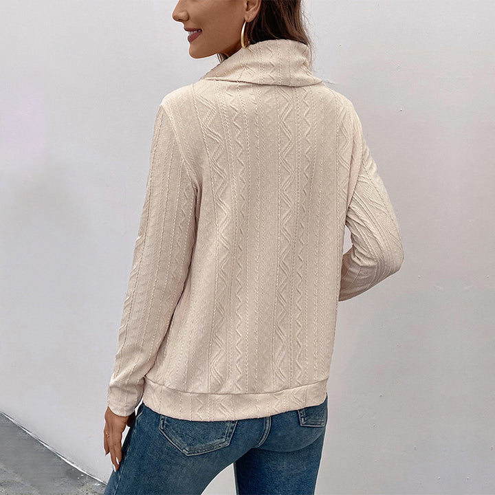 Damen Feinstrick-Cowlneck-Pullover mit Kordelzug und Zopfstrick-Detail Drune