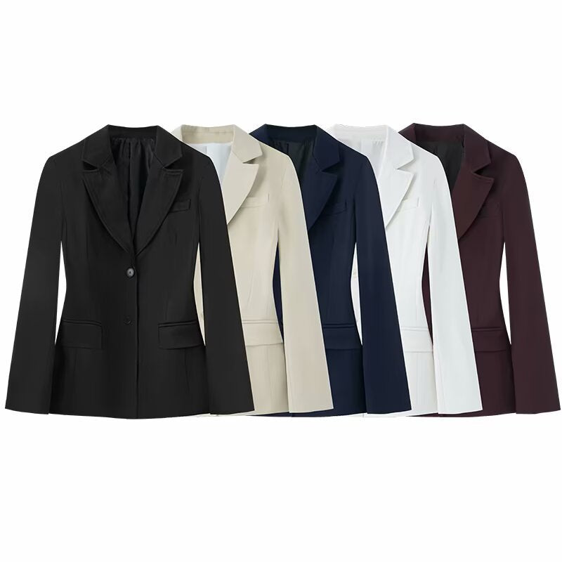 Damen 50+ taillierter Zweiknopf‑Blazer mit Reverskragen, Pattentaschen und Gehschlitz Drune
