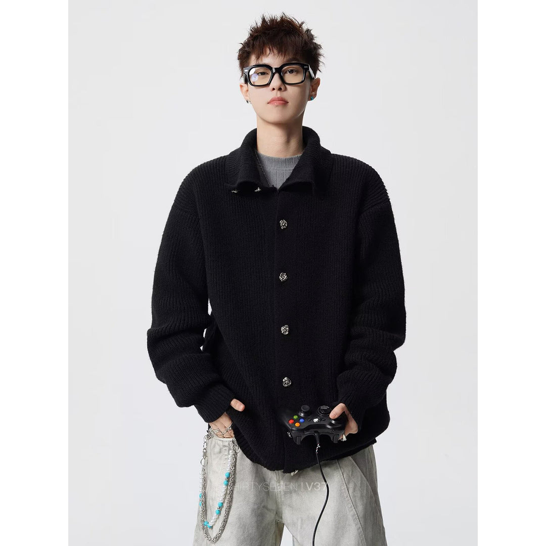 Unisex Oversized Strickjacke mit Knopfleiste Drune