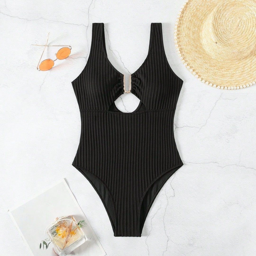 Damen Einteiler Badeanzug mit modischen Cut-Outs und elegantem Ringdetail Drune