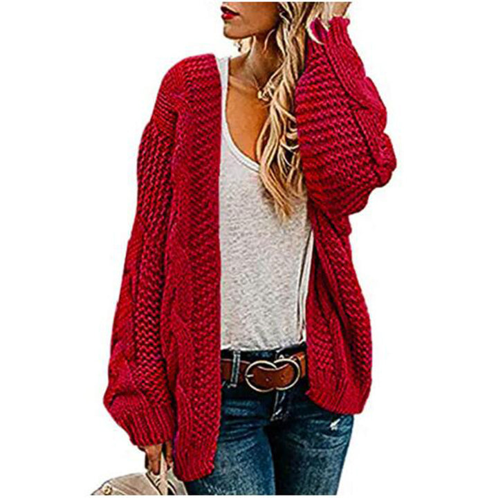 Damen Grobstrick Cardigan mit lässiger Silhouette und Knotendetails Drune