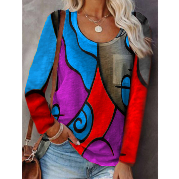 Damen Langarmshirt mit abstraktem Farbstreifenprint und lockerem Schnitt Drune