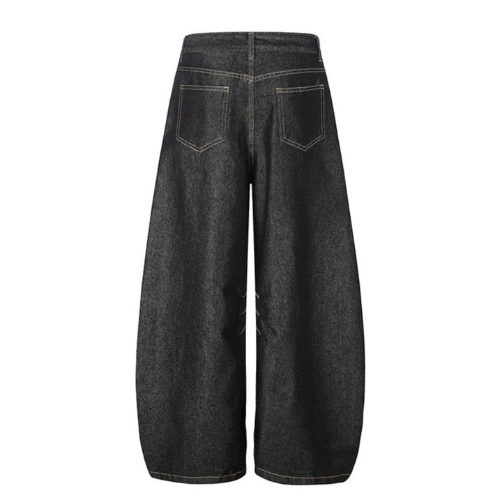 Damen Extraweite Palazzo-Jeans mit dekorativem Kordelzug und Ziernähten Drune