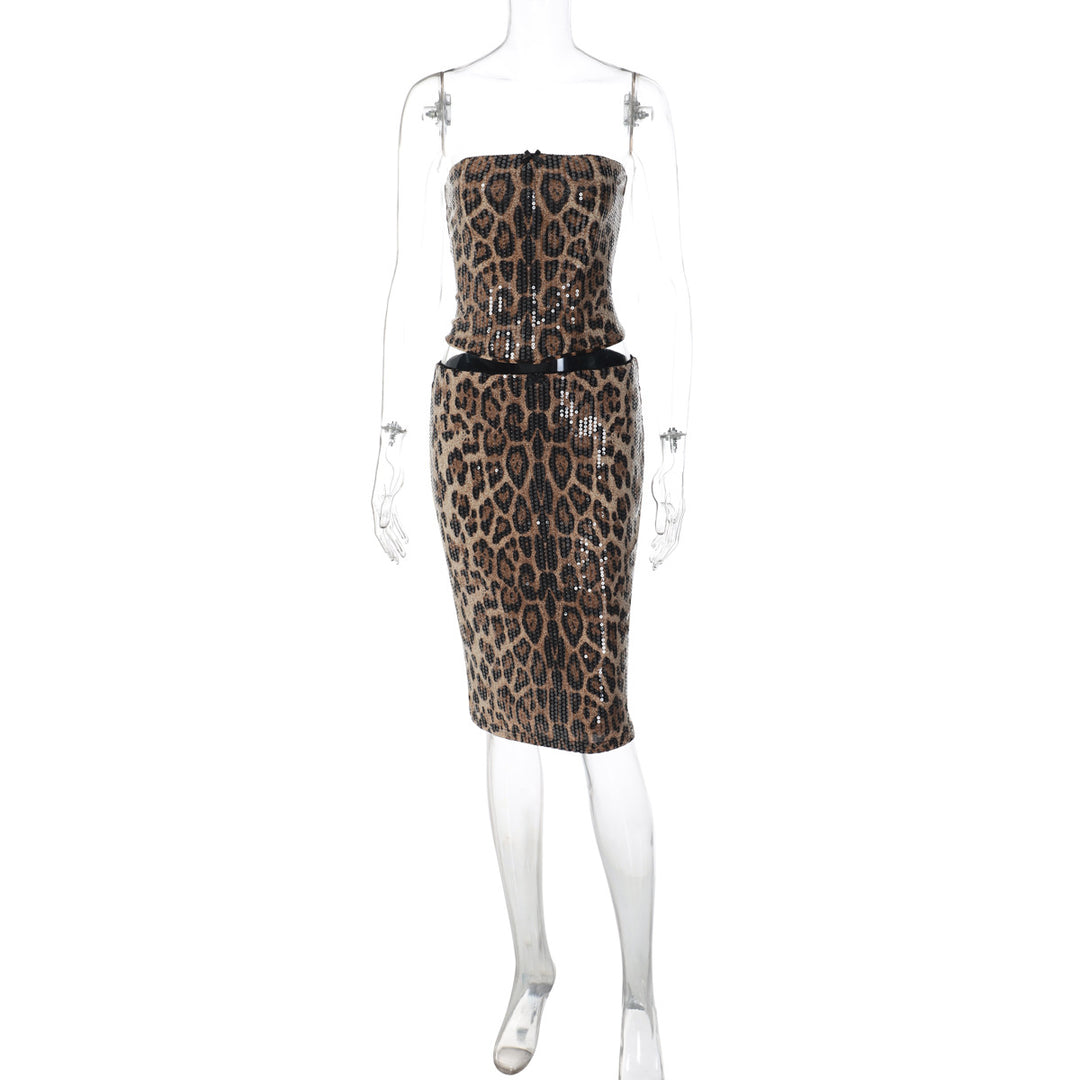 Damen Abendkleid mit trendigem Tiermotiv und Funkeleffekten Drune