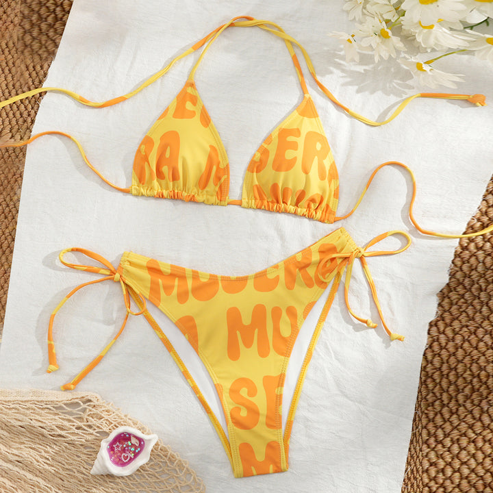Damen Bikini-Set mit verspieltem Farbmuster und verstellbaren Bändern Drune