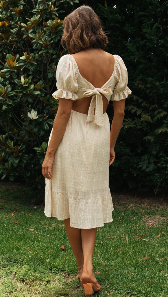 Damen Hochzeitsfeier Kleid mit Puffärmeln und Schnürung Drune