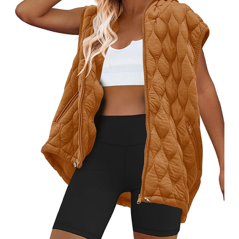 Damen Weste mit Kapuze und gestepptem Design Drune