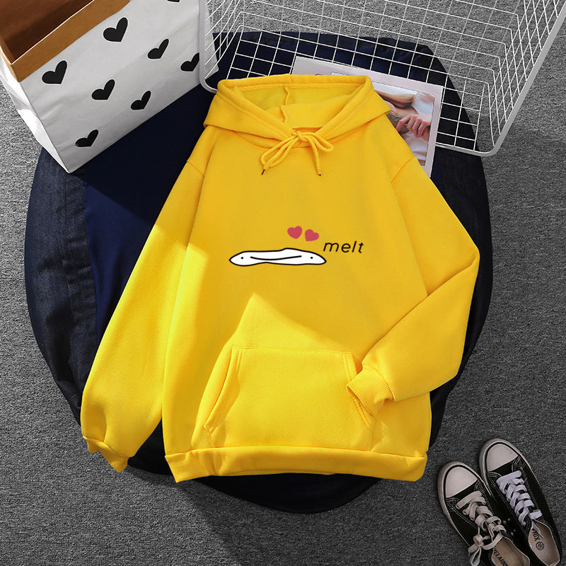 Damen nan Kapuzenpullover mit minimalistischer Grafik, lockerer Oversize-Passform und Kängurutasche Drune