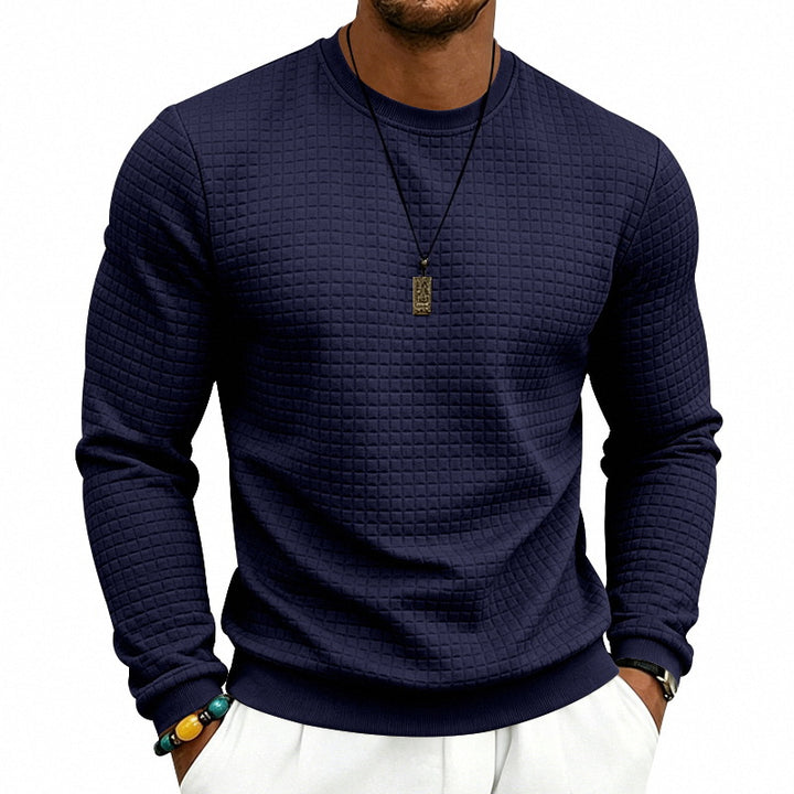 Herren Strukturiertes Rundhals-Sweatshirt mit Waffelstruktur und Rippbündchen Drune