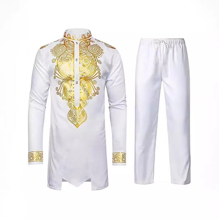 Herren elegantes Set mit kunstvoller Stickerei und bequemen Hosen Drune