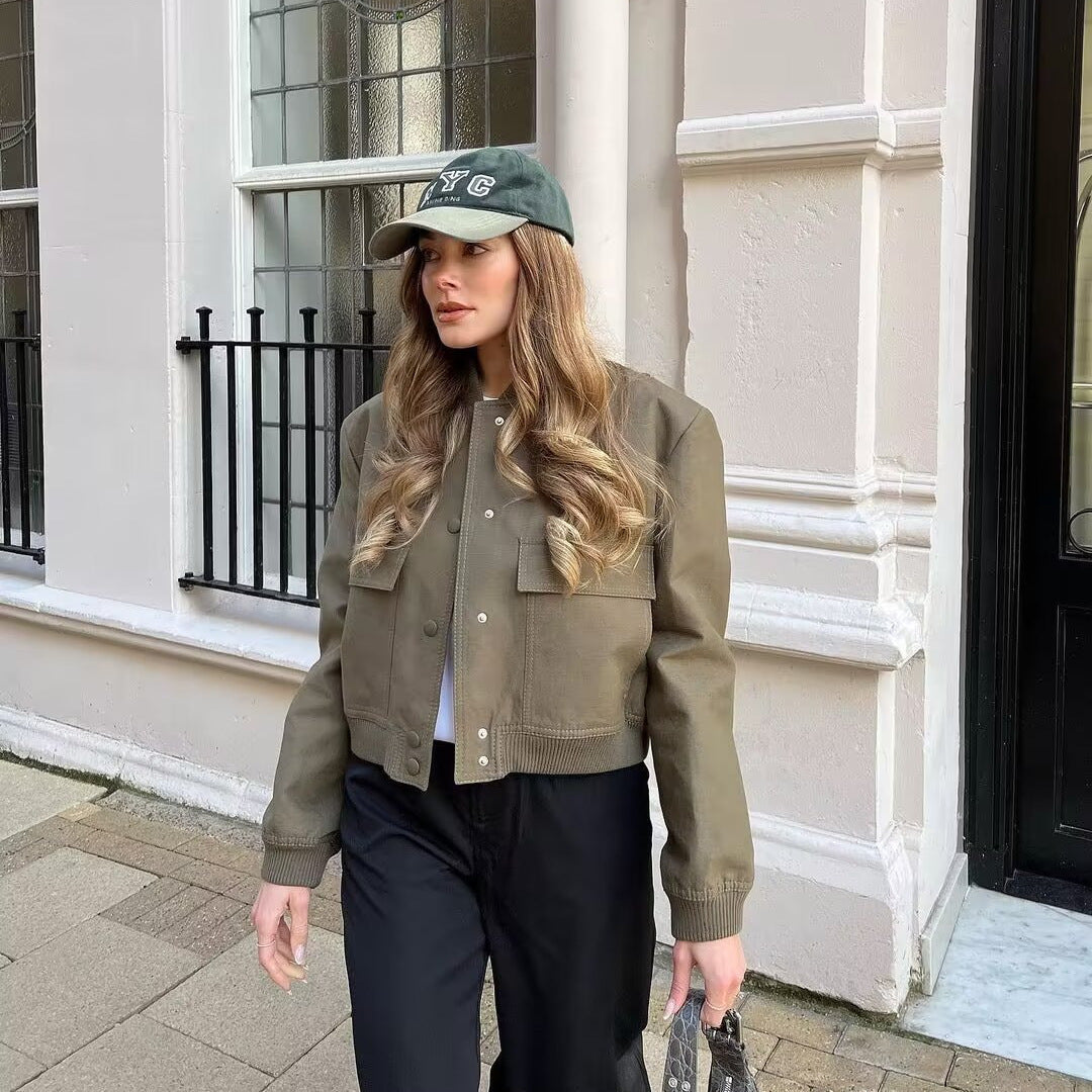 Damen modische Utility-Jacke mit praktischen Taschen und edlem Schnitt Drune