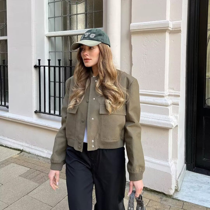Damen modische Utility-Jacke mit praktischen Taschen und edlem Schnitt Drune