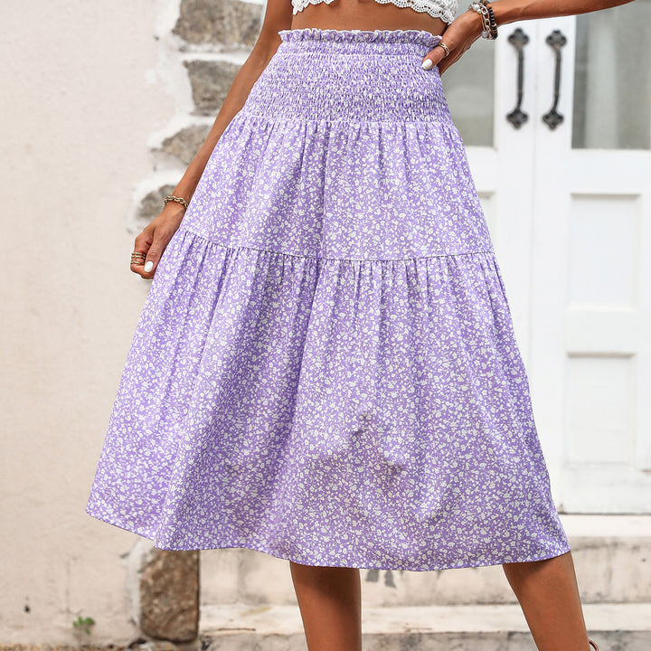 Damen Midirock mit elastischem Taillenbund und floralem Design Drune