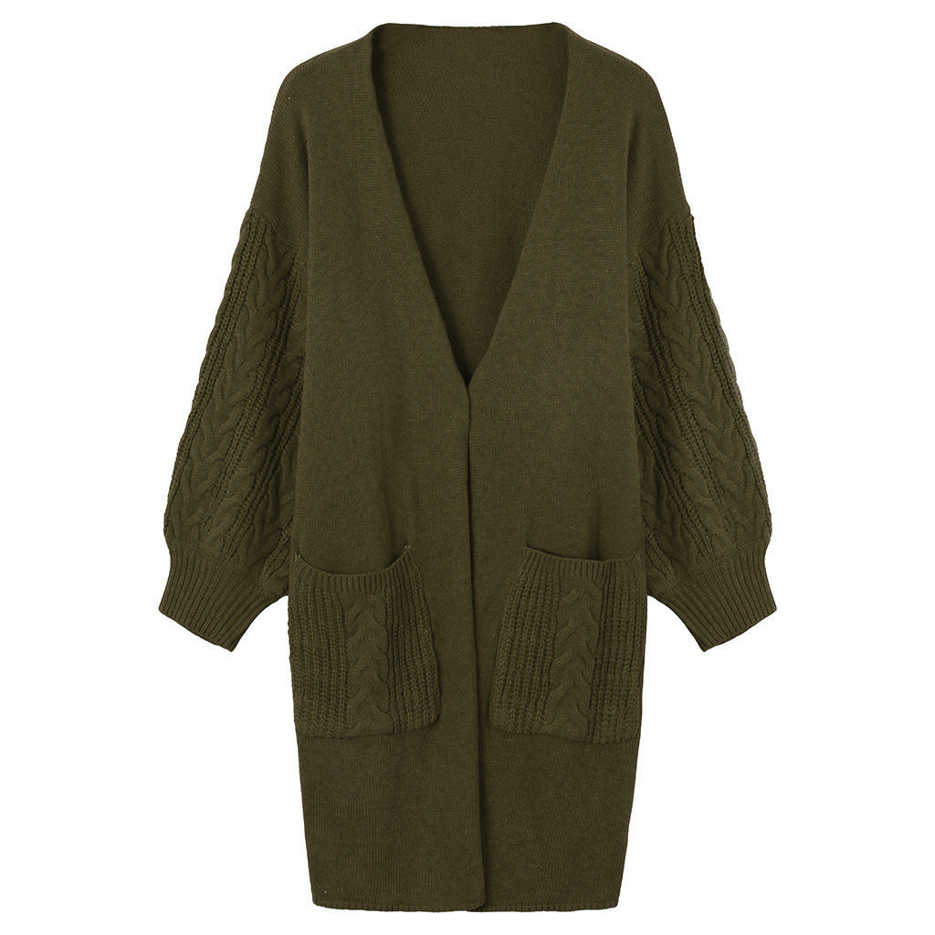 Damen Großer Strickcardigan mit Zopfmuster und praktischen Taschen Drune