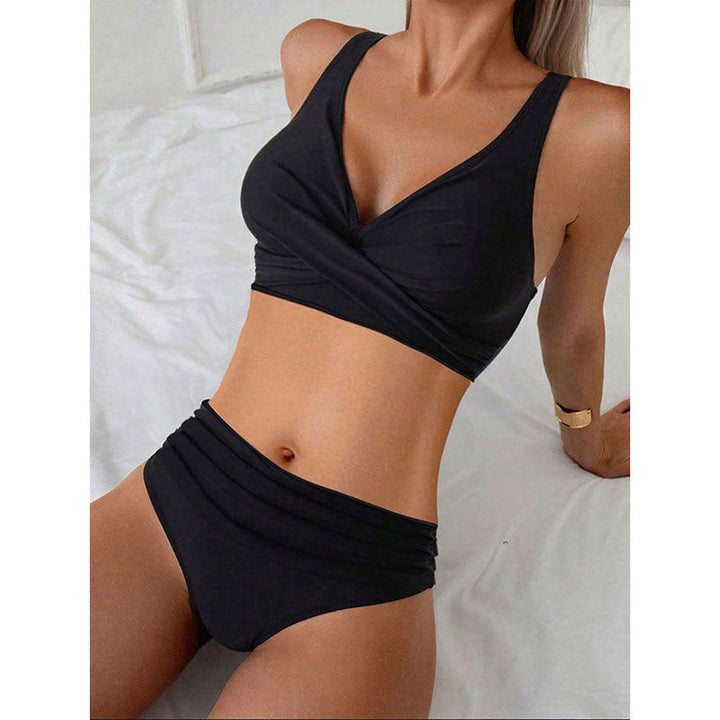 Damen Hoch geschnittenes Bikini-Set mit modischem Wickeloberteil und eleganter Passform Drune