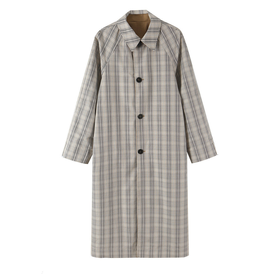 Damen Wendbarer Trenchcoat mit Raglanärmeln, kariertem Innenfutter und verdeckter Knopfleiste Drune