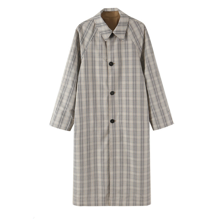 Damen Wendbarer Trenchcoat mit Raglanärmeln, kariertem Innenfutter und verdeckter Knopfleiste Drune