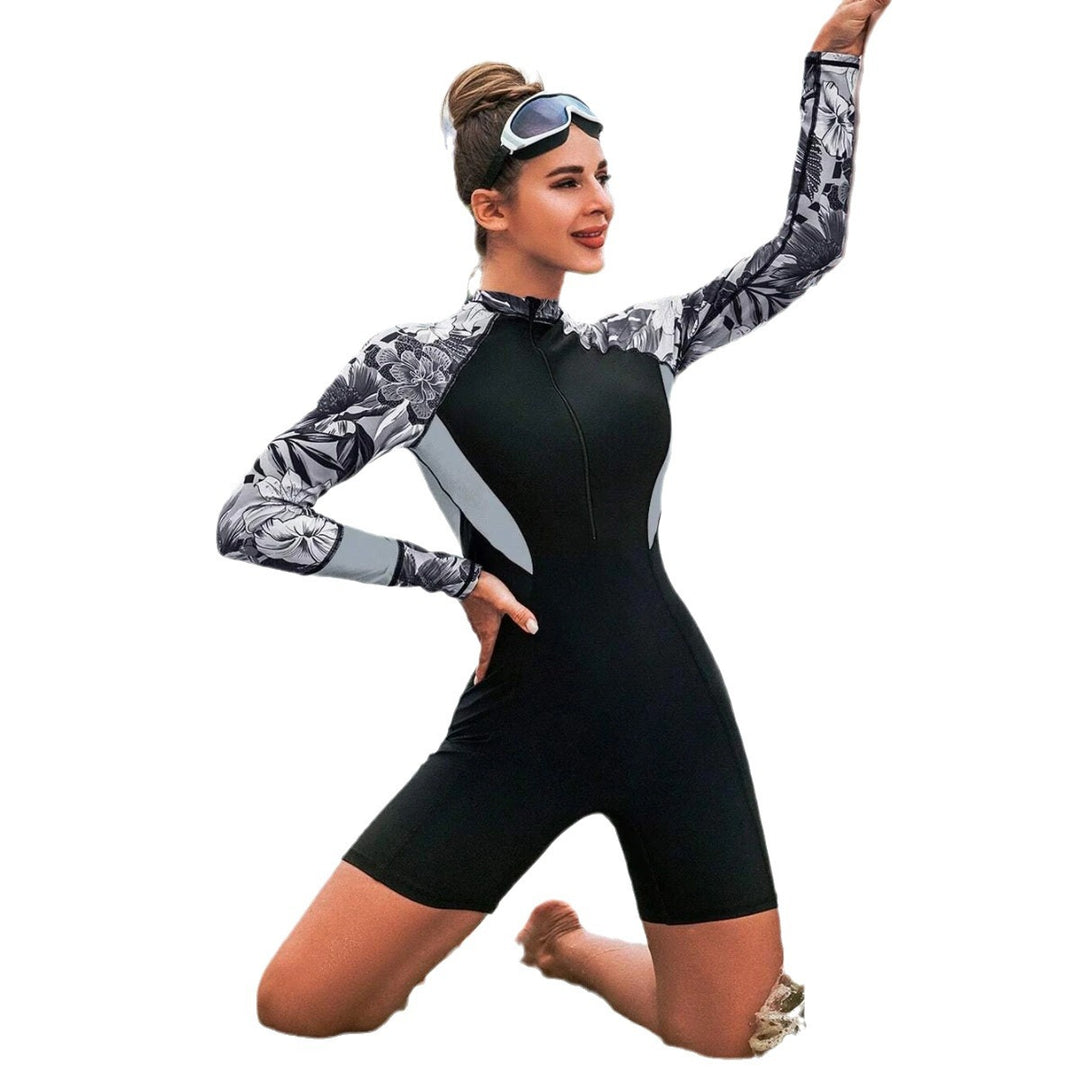Damen Surfanzug mit langem Arm und floralem Design Drune