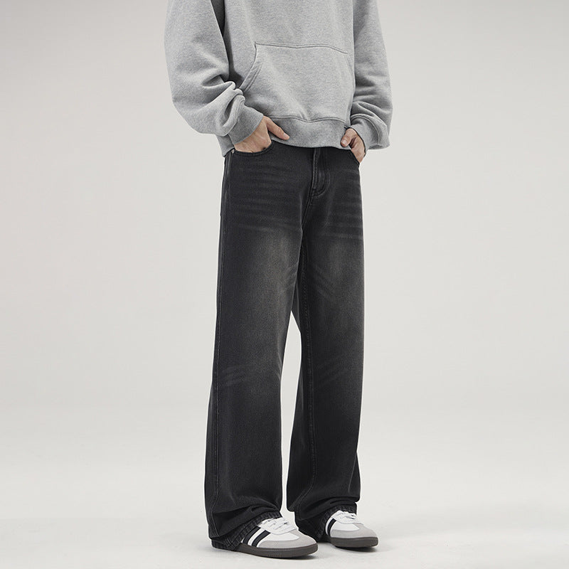 Herren Ultraweite Vintage-Denim-Palazzohose mit verlängerter Saumkante und Five‑Pocket-Details Drune