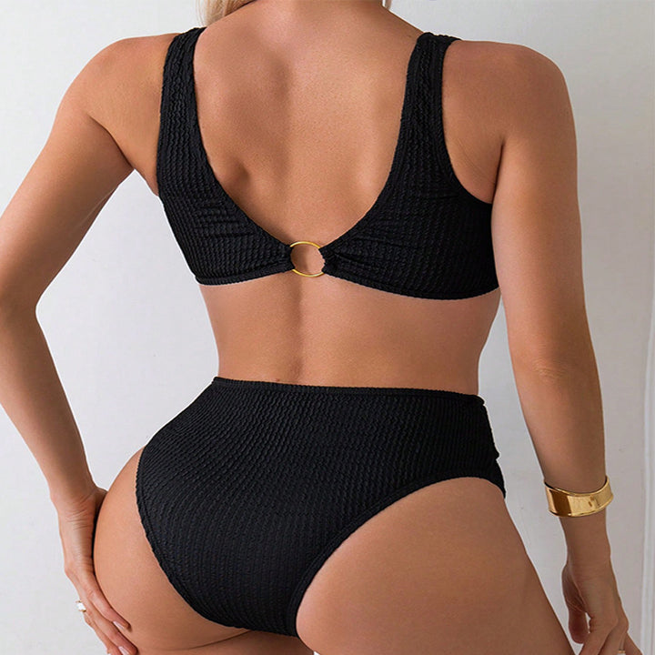 Damen Hochtaillierter Bikini mit sportlichem Oberteil und modischem Ringdetail Drune