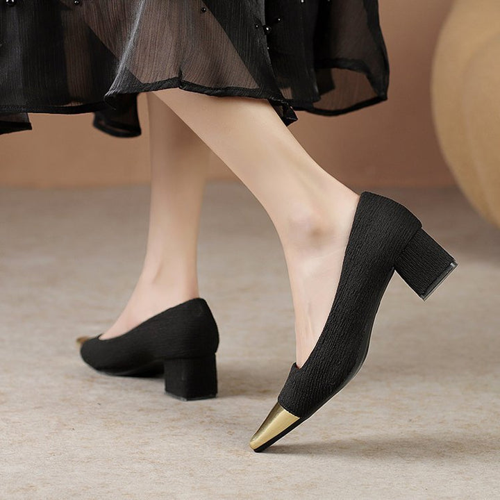 Damen elegante Slingback-Pumps mit dekorativem Metallic-Spitzendesign Drune