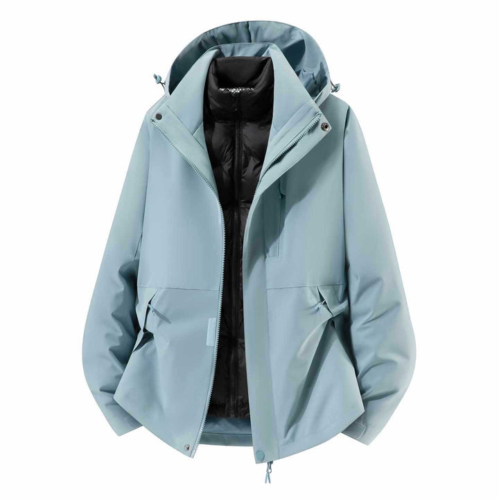 Herren Wasserfeste dreiteilige Winterjacke mit abnehmbarer Daunen-Innenjacke und Kapuze Drune