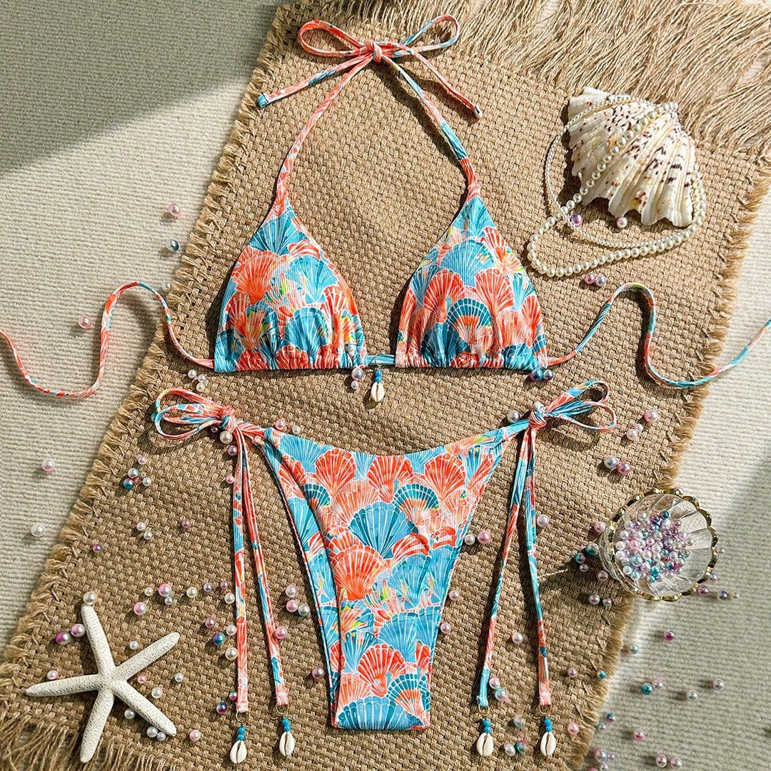 Damen Triangel-Bikini mit floralen Mustern Drune