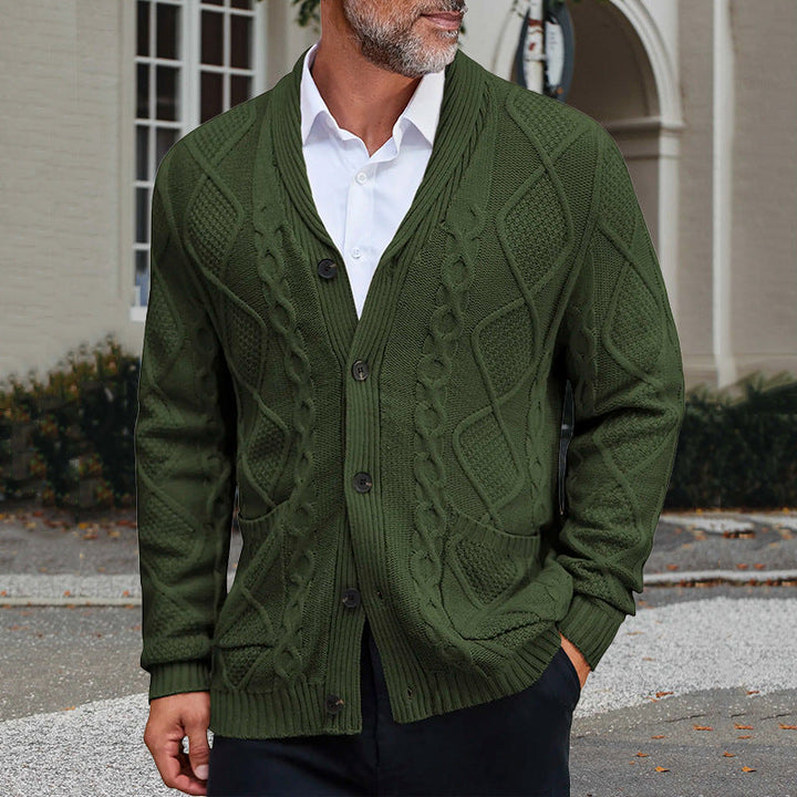 Herren modischer Strickcardigan mit strukturierter Oberfläche und praktischen Taschen Drune