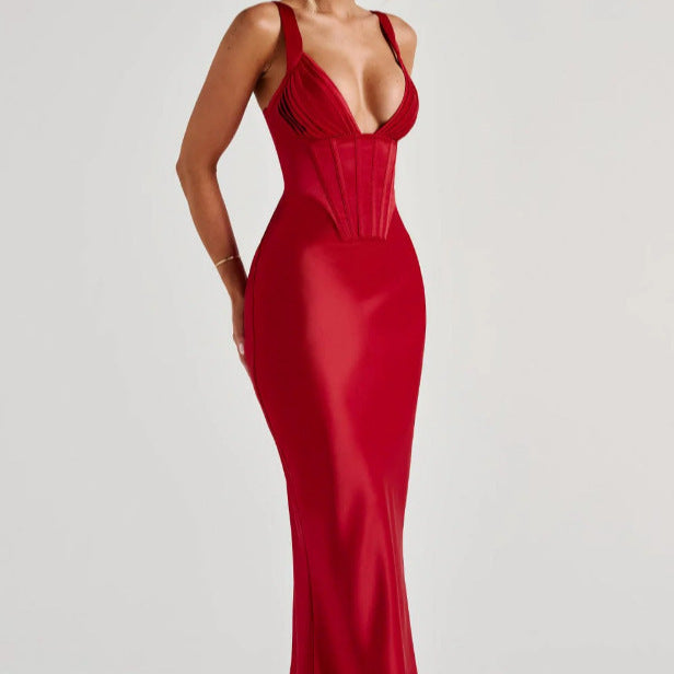 Damen Abendkleid mit Korsett-Oberteil und schimmerendem Finish Drune