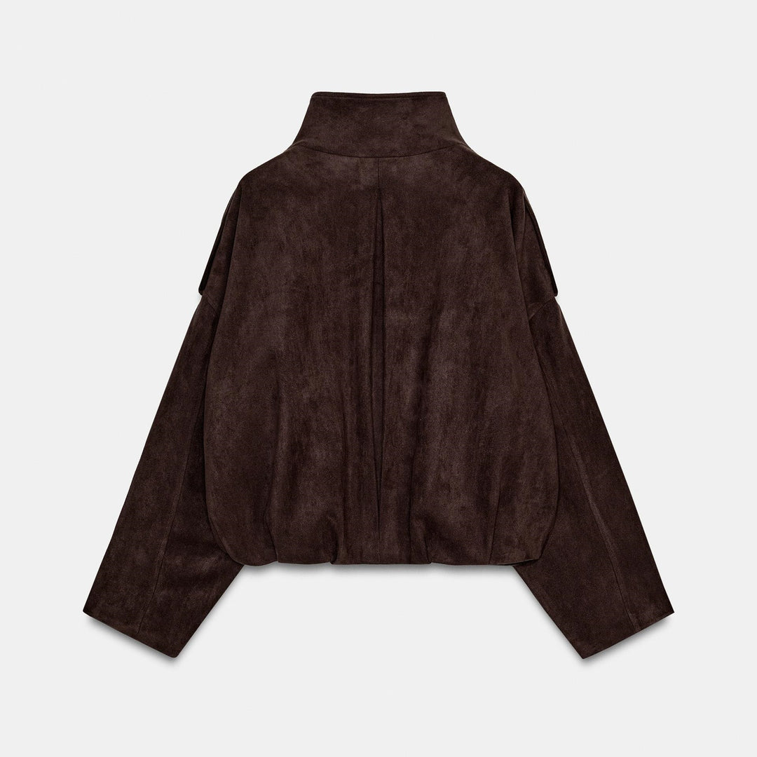 Damen Modische Wildlederjacke mit großen Taschen