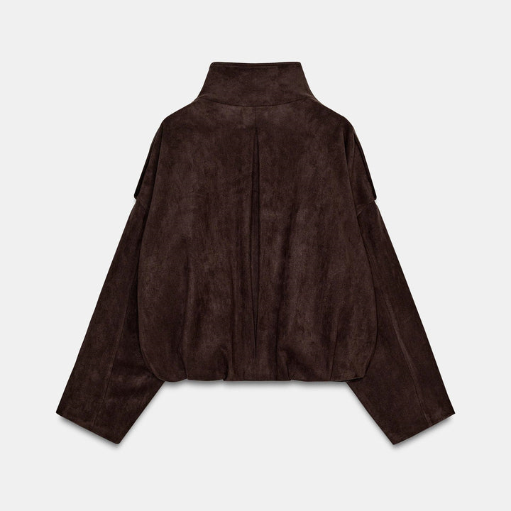 Damen Modische Wildlederjacke mit großen Taschen