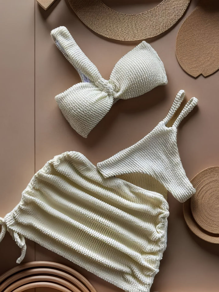 Damen Bandeau-Bikini-Set mit Raffungen Drune