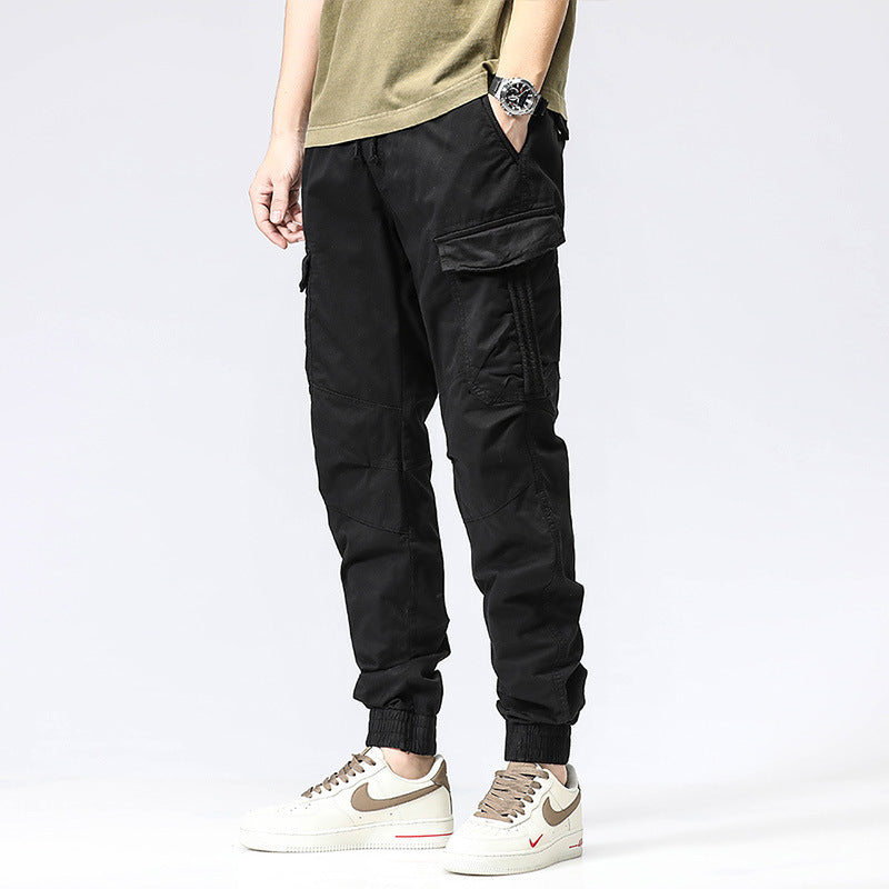 Herren Cargo-Joggerhose mit ergonomischen Kniepasse, elastischem Tunnelzugbund und großvolumigen Klappentaschen Drune