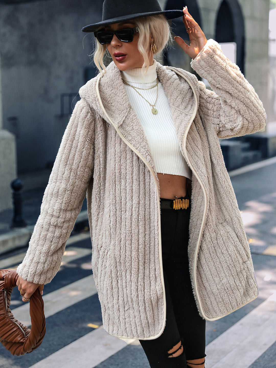 Damen Flauschige Langjacke im strukturierten Design Drune