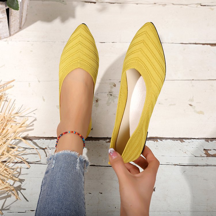 Damen elegante spitze Ballerinas mit modischem Strickdesign Drune