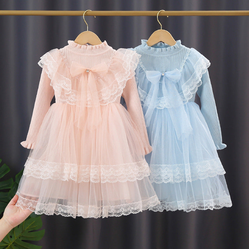 Mädchen Festliches Kleid mit Rüschenkragen und Tüllrock Drune