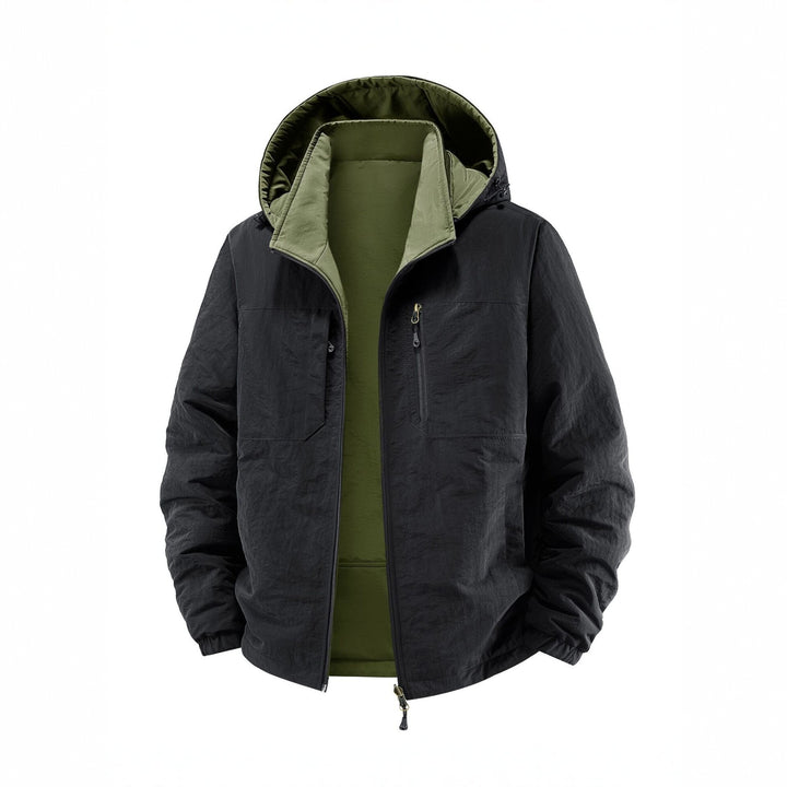 Herren Thermo-Fieldjacke mit Fleece-Innenfutter, Kapuze und Fronttaschen Drune