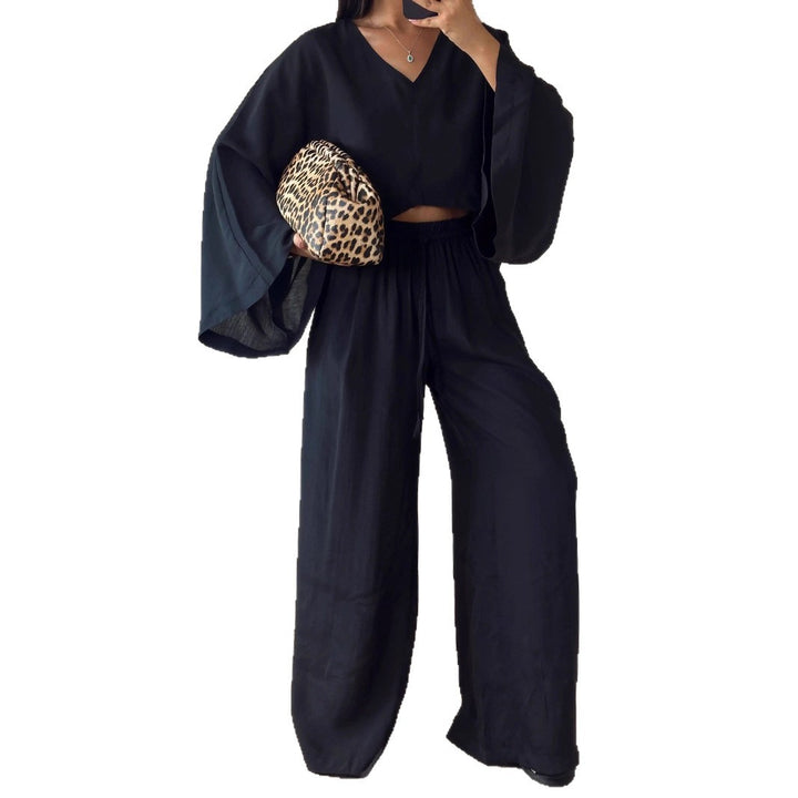 Damen Set aus luftiger Bluse und weitem Hosenanzug Drune
