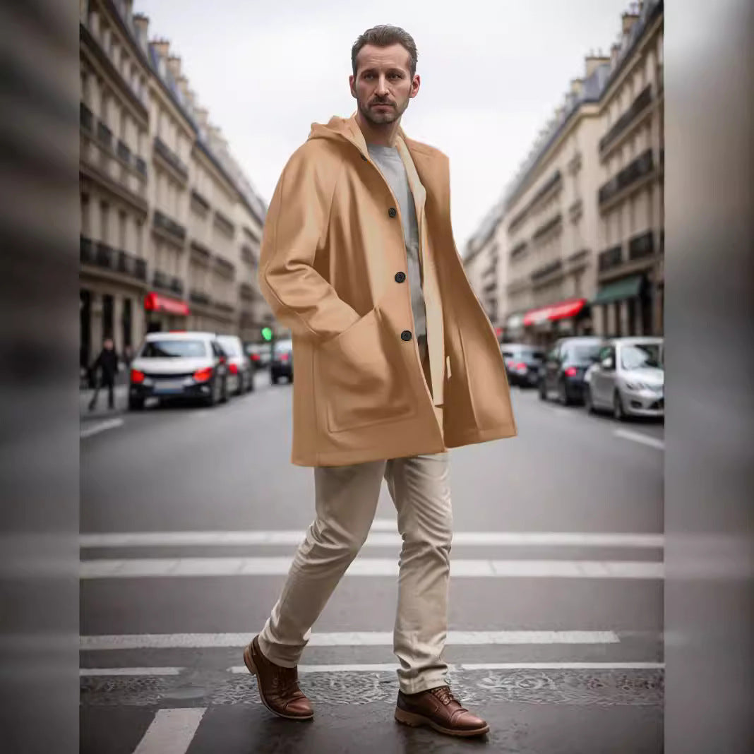 Herren Kapuzenmantel im Oversize-Schnitt mit Teddyfutter Drune