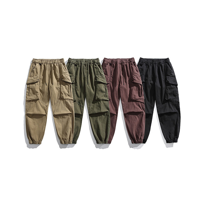 Herren Utility-Cargo-Hose mit elastischem Bund, Multifach-Taschen und Gummbündchen Drune