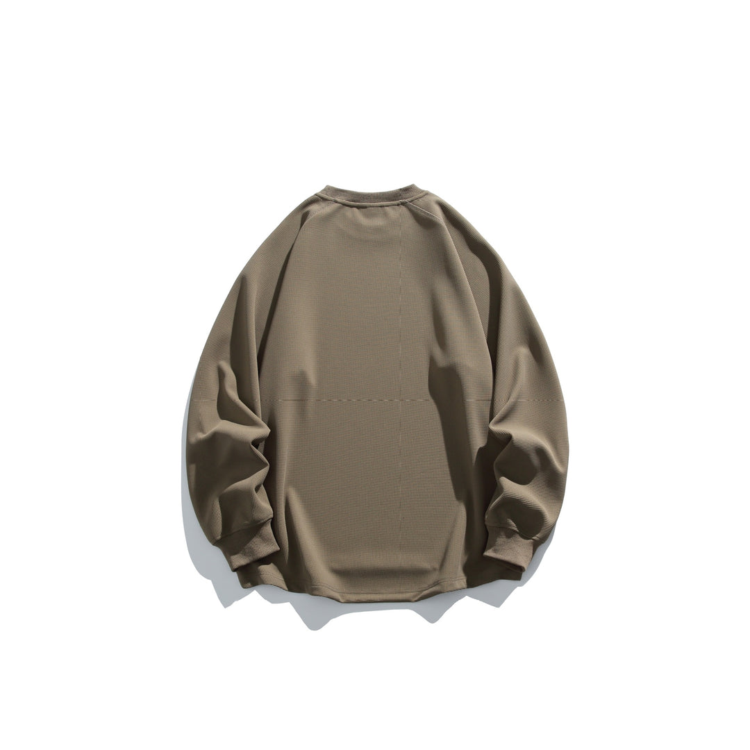 Unisex Oversize Waffelstrick-Sweatshirt mit Rundhalsausschnitt Drune