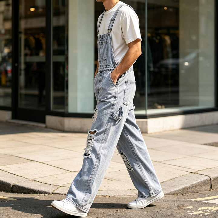 Herren Lässige Ripped Latzhose Drune