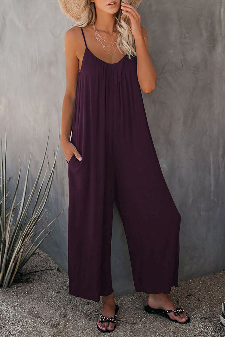Damen Lässiger Sommer-Jumpsuit mit tiefem Ausschnitt und praktischen Taschen Drune