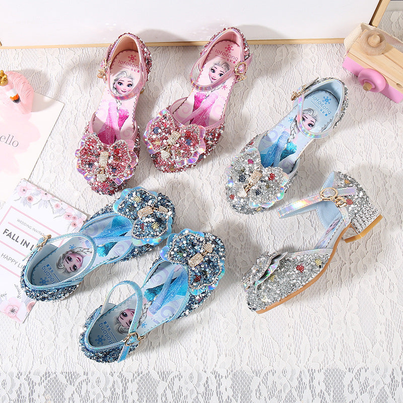 Mädchen Glitzernde Ballerinas mit Blumen- und Strassverzierung Drune