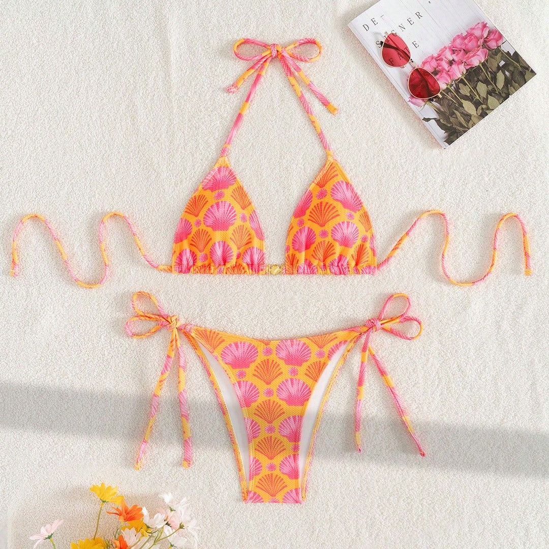 Damen Triangel-Bikini mit Muschel-Print und freundlichem Schnitt Drune