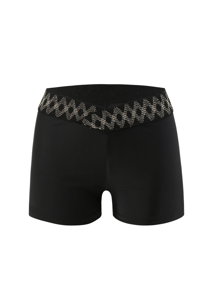 Damen hoch geschnittene Badeshorts mit dekorativem Taillenbund Drune